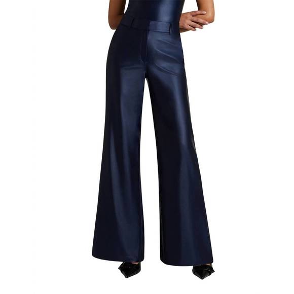 NEW COMMANDO matte metallic wide leg trouser in sapphire - Picture 1 of 2